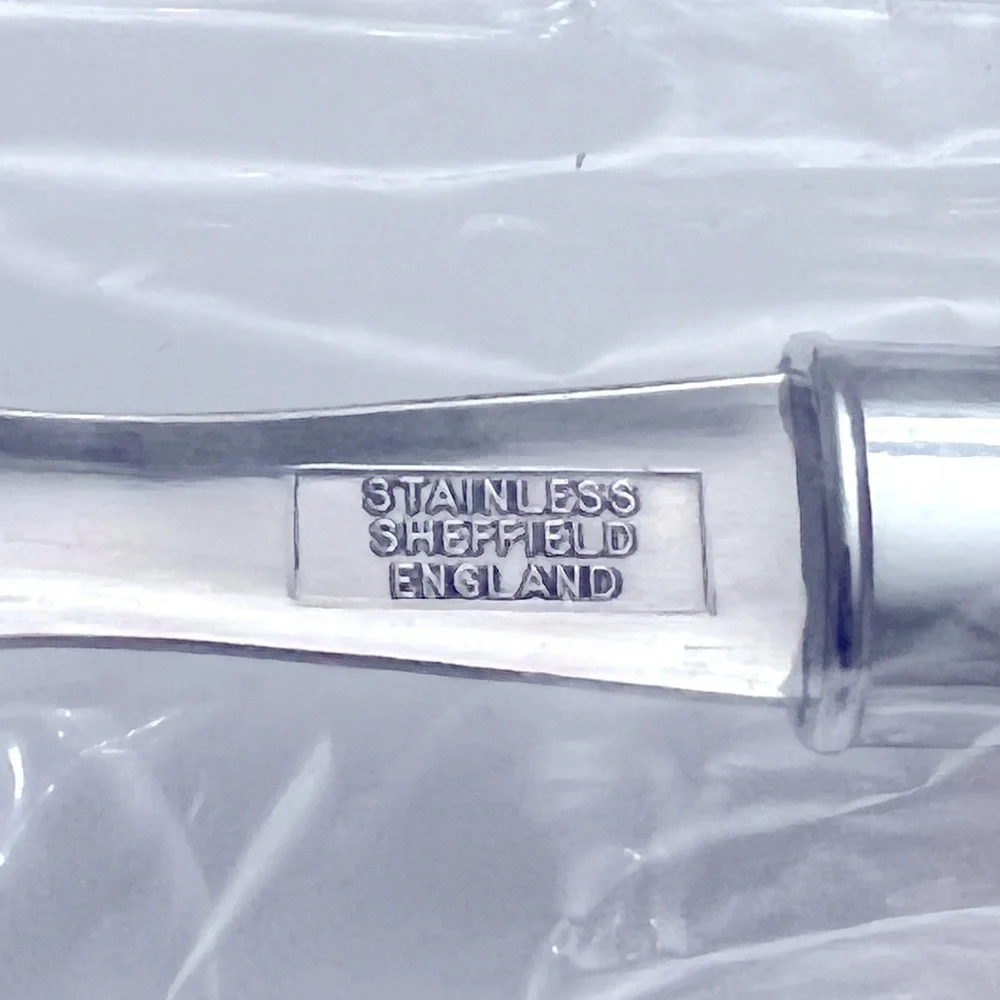 5 Piece Place Setting Green Struped Silverware Sheffield stainless England